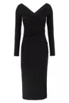 Dolce & Gabbana Draped V-neckline Midi Length Dress In Black