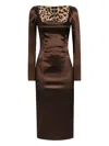 Dolce & Gabbana Long Sleeve Midi Dress With Animal Print Detail In Multi