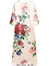 Dolce & Gabbana Women Satin Dress With Iconic Floral Print In Multicolor