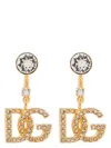 Dolce & Gabbana Logo Earrings With Crystal And Rhinestone Embellishments In Metallic