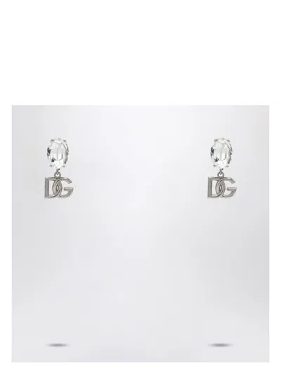 DOLCE & GABBANA WOMEN'S EARRINGS WITH CRYSTAL AND SILVER DG LOGO