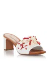 Dolce & Gabbana Coral Beaded Leather Slide Sandals In White