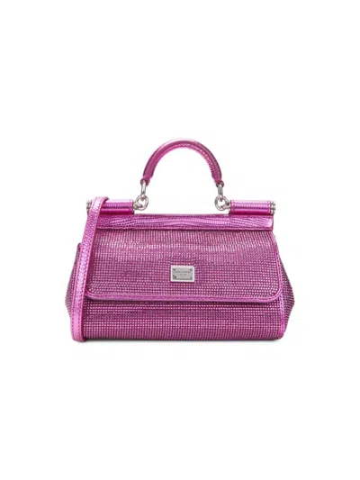 Dolce & Gabbana Women's Embellished Leather Shoulder Bag In Pink