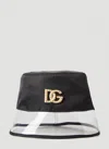 Dolce & Gabbana Embellished Logo Bucket Hat In Black