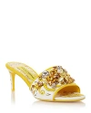 Dolce & Gabbana Keira 60 Majolica Print Crystal Embellished Mules In Yellow