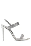 Dolce & Gabbana Embellished Satin Keira Mini Sandals With 10.5 Cm Heel Height In Silver