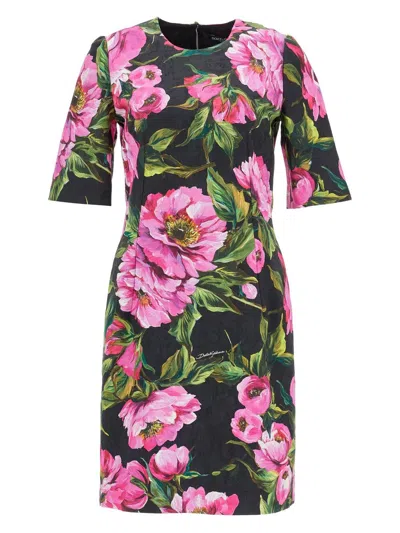 DOLCE & GABBANA WOMEN'S EMBROIDERED STRETCH COTTON DRESS