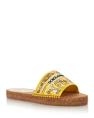 Dolce & Gabbana Women's Espadrille Slide Sandals In Yellow