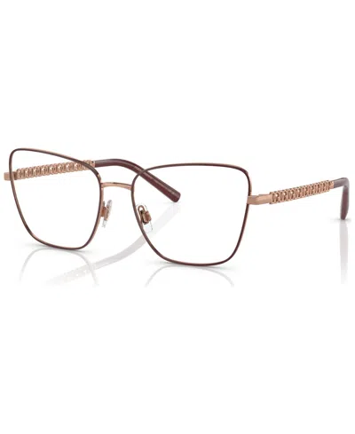 Dolce & Gabbana Women's Eyeglasses, Dg1346 55 In Pink Gold,matte Bordeaux