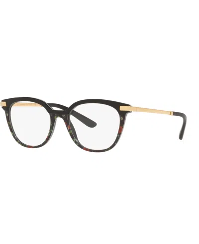Dolce & Gabbana Dolce Gabbana Women's Eyeglasses, Dg3346 In Black,red Roses Print