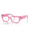 Dolce & Gabbana Dolce&gabbana 53mm Rectangular Reading Glasses In Transparent Pink