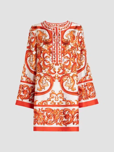 Dolce & Gabbana Women's Filligree-printed Silk Mini Dress In White