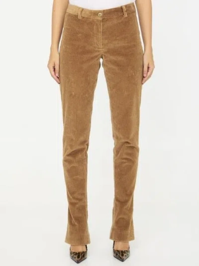 DOLCE & GABBANA WOMEN'S FLARED CORDUROY TROUSERS
