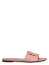 Dolce & Gabbana Women's Flat Slipper In Pink Calfskin With Embossed Dg Logo In Pink