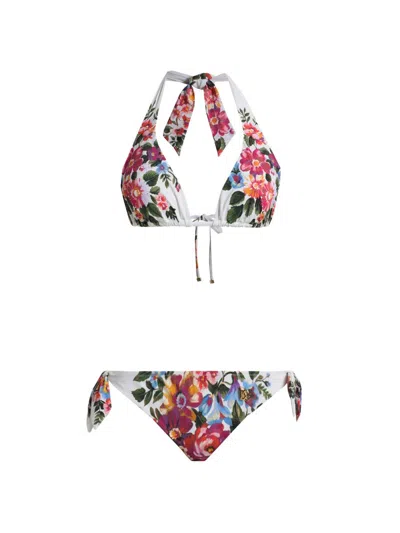Dolce & Gabbana Women's Floral Boquet Print Halter Bikini In Multi