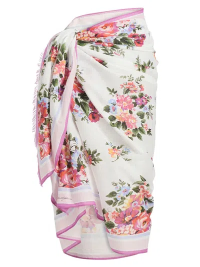 DOLCE & GABBANA WOMEN'S FLORAL BOUQUET COTTON PAREO