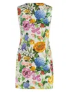 Dolce & Gabbana Floral-print Cotton-blend Jacquard Mini Dress In Multicolor