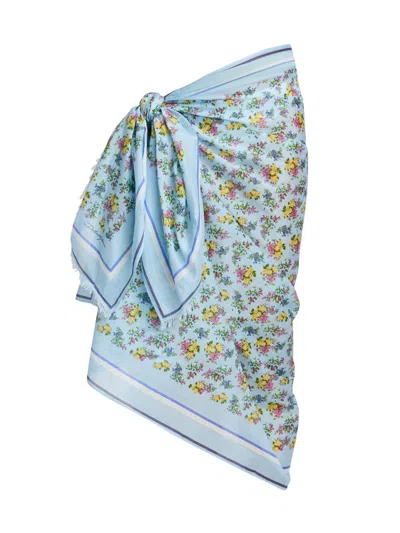 Dolce & Gabbana Women's Floral Cotton Pareo In Blue