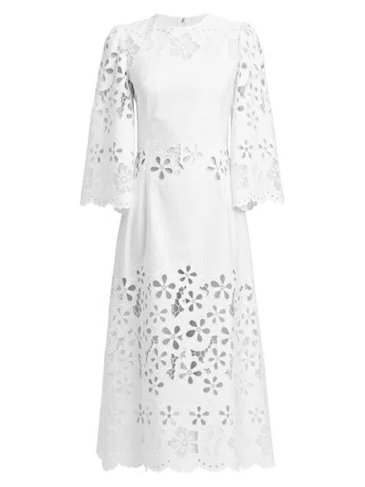 Dolce & Gabbana Scalloped Broderie Anglaise Cotton-poplin Midi Dress In White