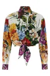 Dolce & Gabbana Bouquet Flower Print Poplin Tied Shirt In Multi