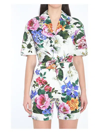 DOLCE & GABBANA WOMEN'S FLORAL CROPPED SHIRT | SIZE 40 | F5T30THS5S6