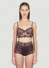 Dolce & Gabbana Women Floral Lace Long-line Bra In Brown