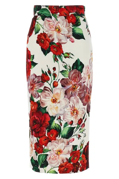DOLCE & GABBANA DOLCE & GABBANA WOMEN FLORAL LONGUETTE SKIRT