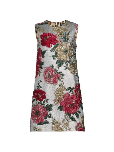 Dolce & Gabbana Women's Floral Matelassé Jacquard Minidress In Gray