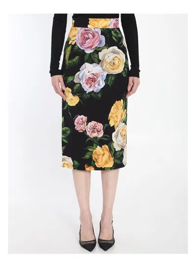 DOLCE & GABBANA WOMEN'S FLORAL PENCIL SKIRT | SIZE 40 | F4B6UTFSA7B