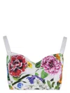 Dolce & Gabbana Multicolor Top With All-over Floral Motif And Adjustable Shoulder Straps In Cotton Blend Woman In Multicolor