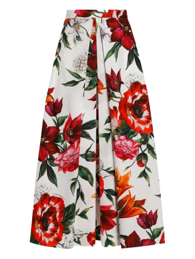 DOLCE & GABBANA DOLCE & GABBANA WOMEN FLORAL PRINT MIDI SKIRT