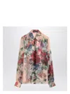 Dolce & Gabbana Bouquet Fantichi Sheer Chiffon Button-down Blouse