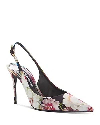 Dolce & Gabbana Women's Floral Print Slingback Pointed Toe Pumps In Black Floral