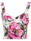 Dolce & Gabbana Printed Poplin Bustier Top In White