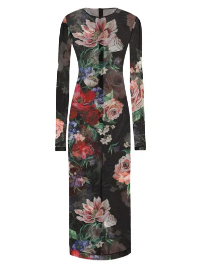Dolce & Gabbana Women's Floral Sheer Mesh Midi-dress In Multi