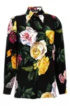Dolce & Gabbana Multicolor Shirt With Oversize Pointed Collar And All-over Floral Motif In Silk Stretch Woman In Multicolor