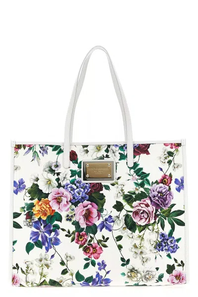 Dolce & Gabbana White Shopper With All-over Floral Motif