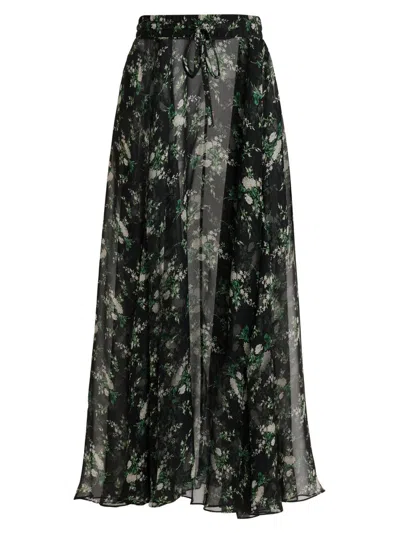 Dolce & Gabbana Women's Floral Silk Chiffon Maxi Skirt In Black