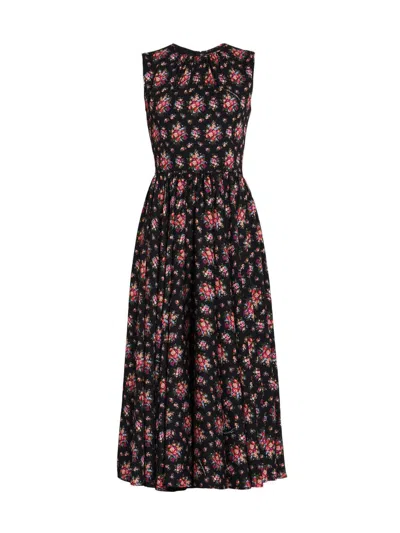 Dolce & Gabbana Women's Floral Silk-blend Midi-dress In Black