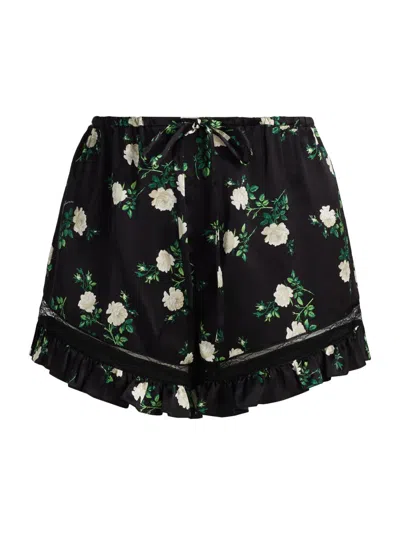 Dolce & Gabbana Women's Floral Silk-blend Shorts In Black