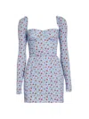 Dolce & Gabbana Small Rose-print Short Charmeuse Dress In White