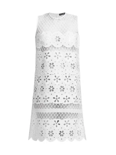 Dolce & Gabbana Women's Floral-embroidered Cotton-blend Dress In White