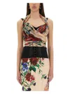 Dolce & Gabbana Rose Red Top With Halterneck Tie Fastening
