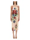 Dolce & Gabbana Satin Calf-length Sheath Dress With Floral Print