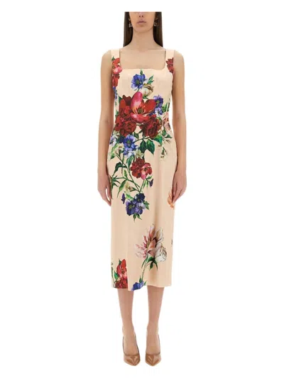 DOLCE & GABBANA WOMEN'S FLOWER PRINT SATIN SHEATH LONGUETTE DRESS