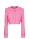 Dolce & Gabbana Rachel Collarless Crop Tweed Jacket