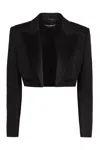Dolce & Gabbana Wool Blend Cropped Tuxedo Jacket In Black