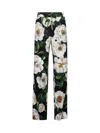 Dolce & Gabbana Gardenia Print Stretch Silk Charmeuse Pajama Pants In White