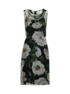 Dolce & Gabbana Women Gardenia Print Silk Chiffon Sheath Dress In Black