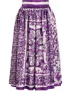 Dolce & Gabbana Women Silk Skirt With Maiolica Print In Purple